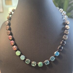 Sabika Blue, Green, Turqouise, Black, Brown And Beaded Choker Necklace-MINT!